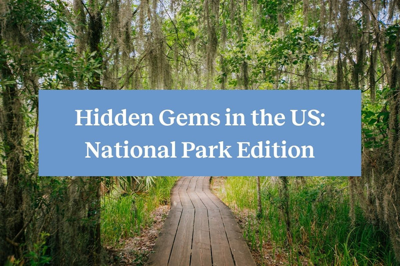 A boardwalk through swampland at Jean Lafitte National Historical Park and Preserve and the words