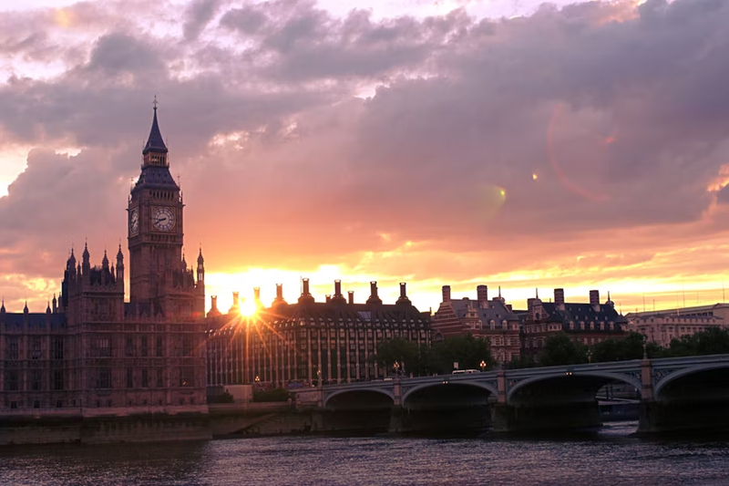 Sunrise On The Thames With The London Skyline As The Perfect Backdrop