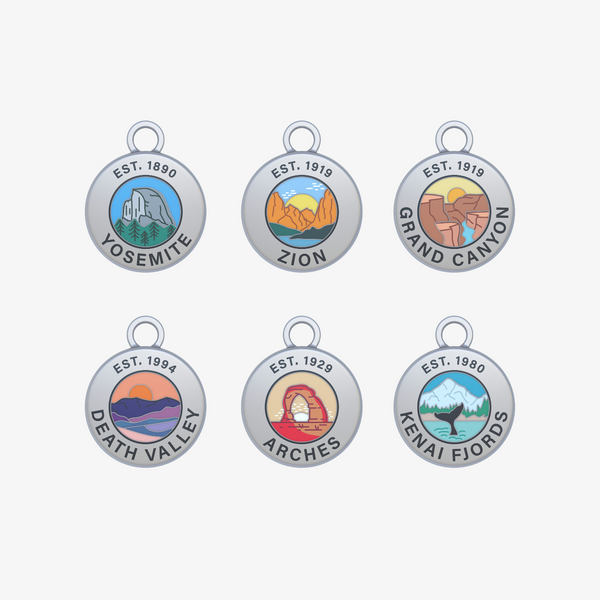 U.S. National Parks Jewelry Making Charms - Glacier, Yosemite, Acadia Gold