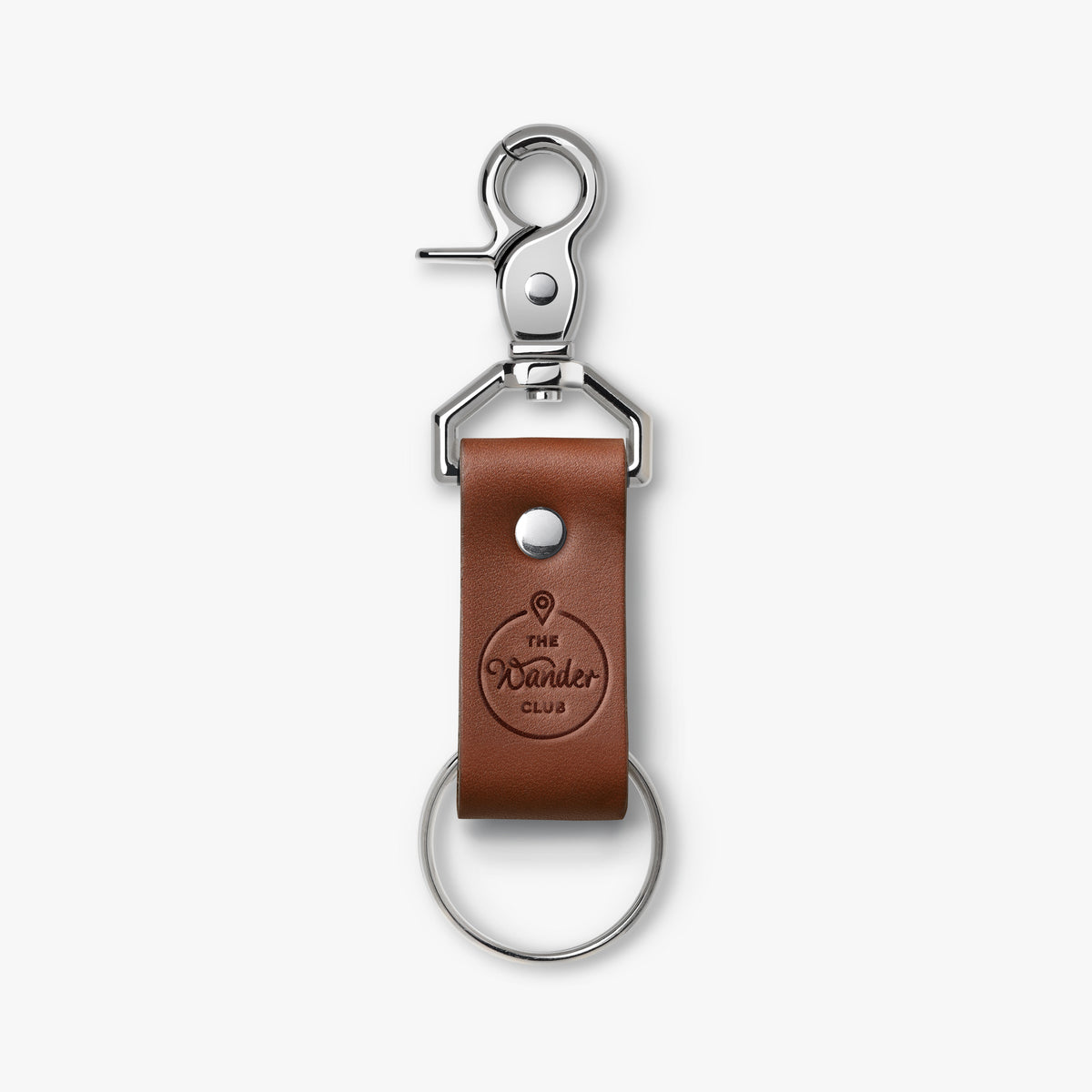 Brown Wanderchain handcrafted leather Token Holder with brass hardware and split ring